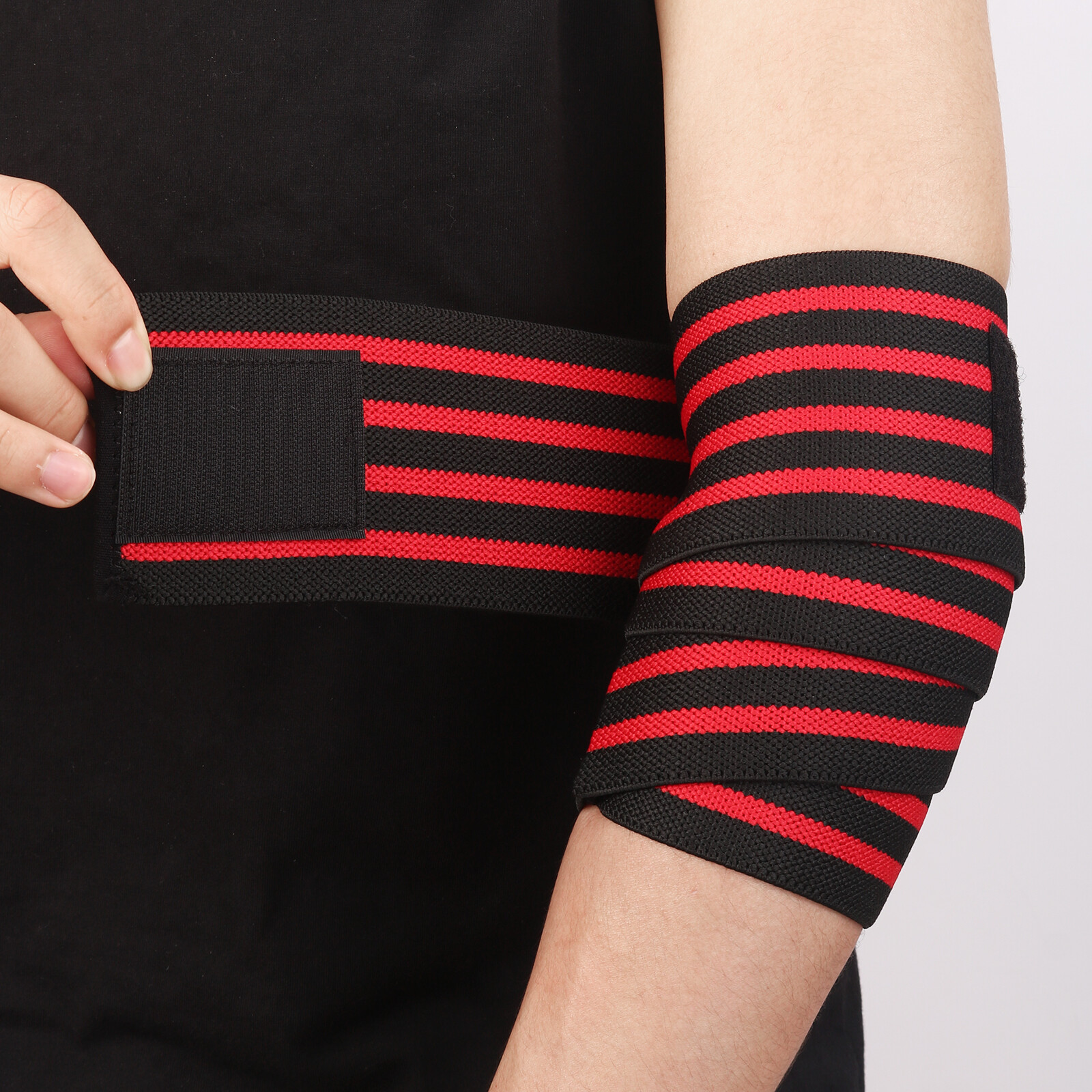 Elastic Elbow Arm Support Sleeve Brace Grip Straps Wrap Gym Power Weight lifting