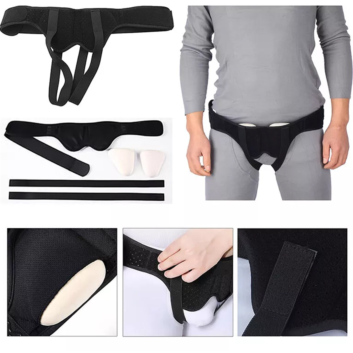 Hernia Support Unisex Double Inguinal Groin Hernia Belt Pain Relief Truss Brace