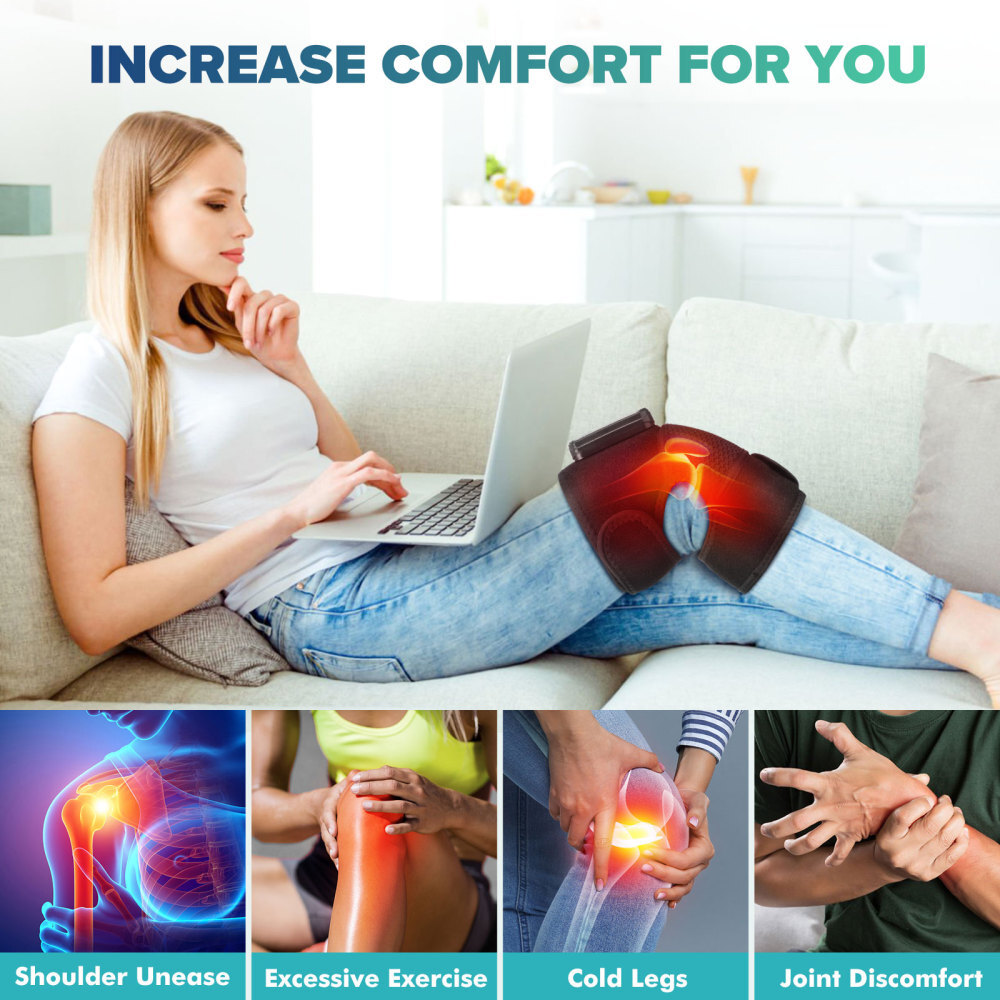 Cordless Heated Knee Brace Wrap Massager with Vibration for Knee Shoulder Elbow