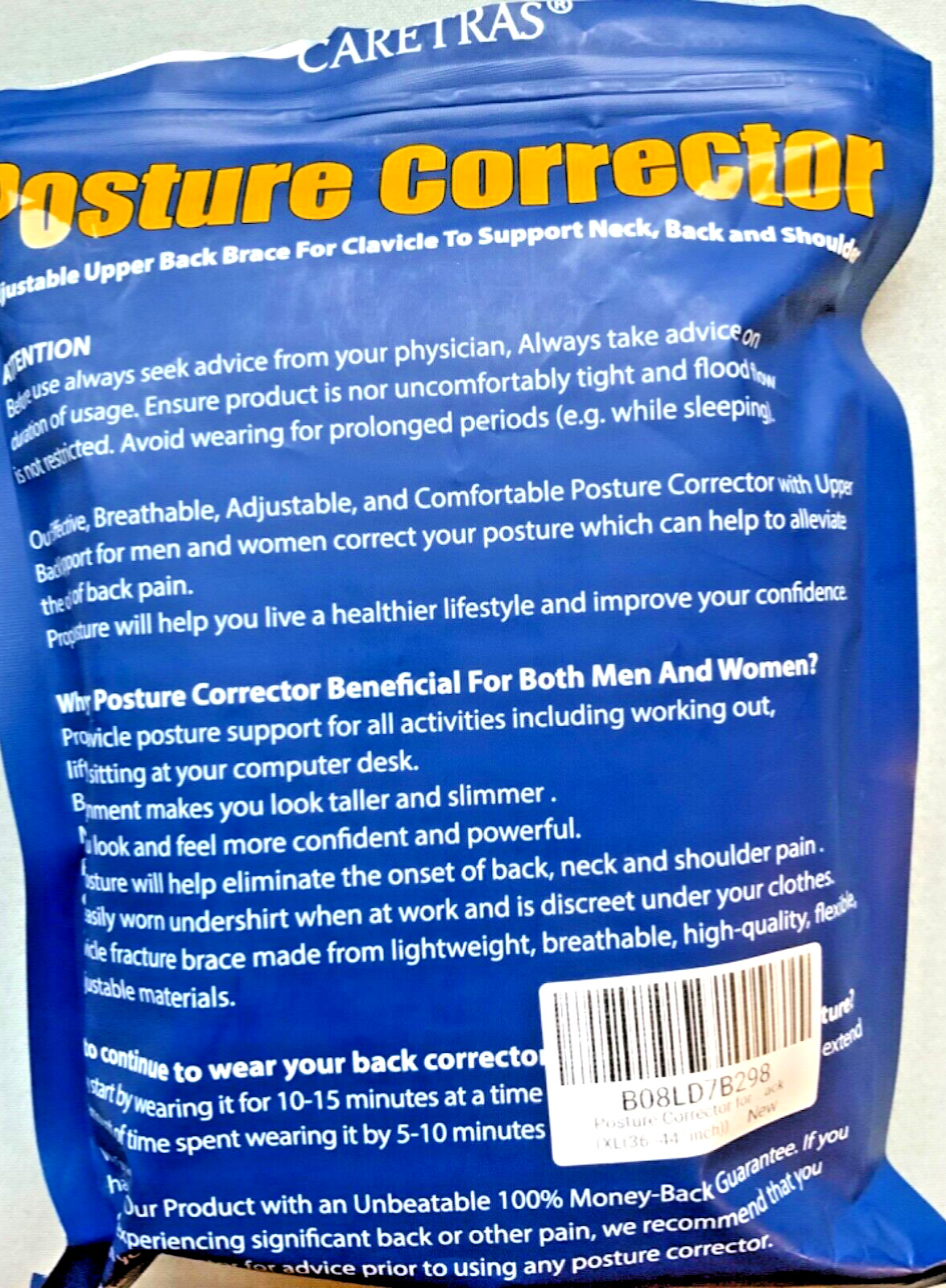 XL 36-44” CARETRAS POSTURE CORRECTOR UPPER BACK & SHOULDER BRACE WOMEN