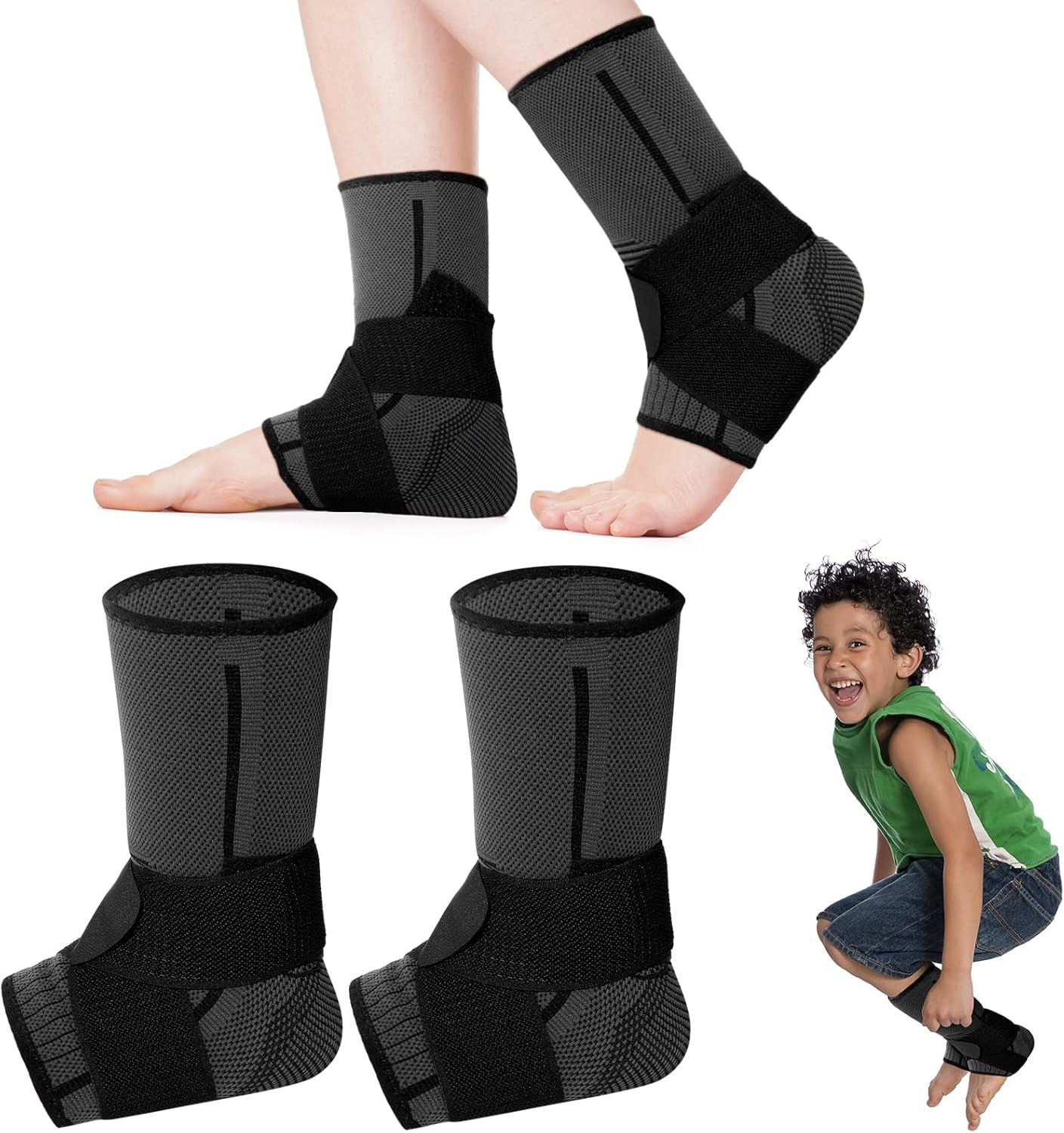 1 Pair Ankle Brace for Kids Compression Ankle Sleeves Adjustable Foot Support Br