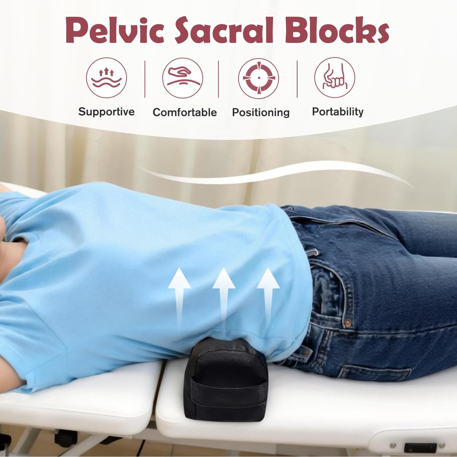 2 PCS Pelvic Positioning Blocks – Sacral Wedge with Non-Slip Bottom & Handle, Th