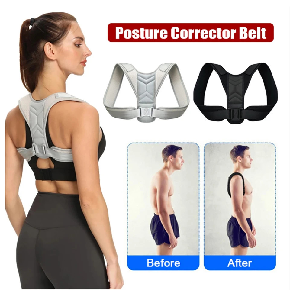 Adjustable Back Posture Corrector Neck Brace Training Equipment Home Office Man