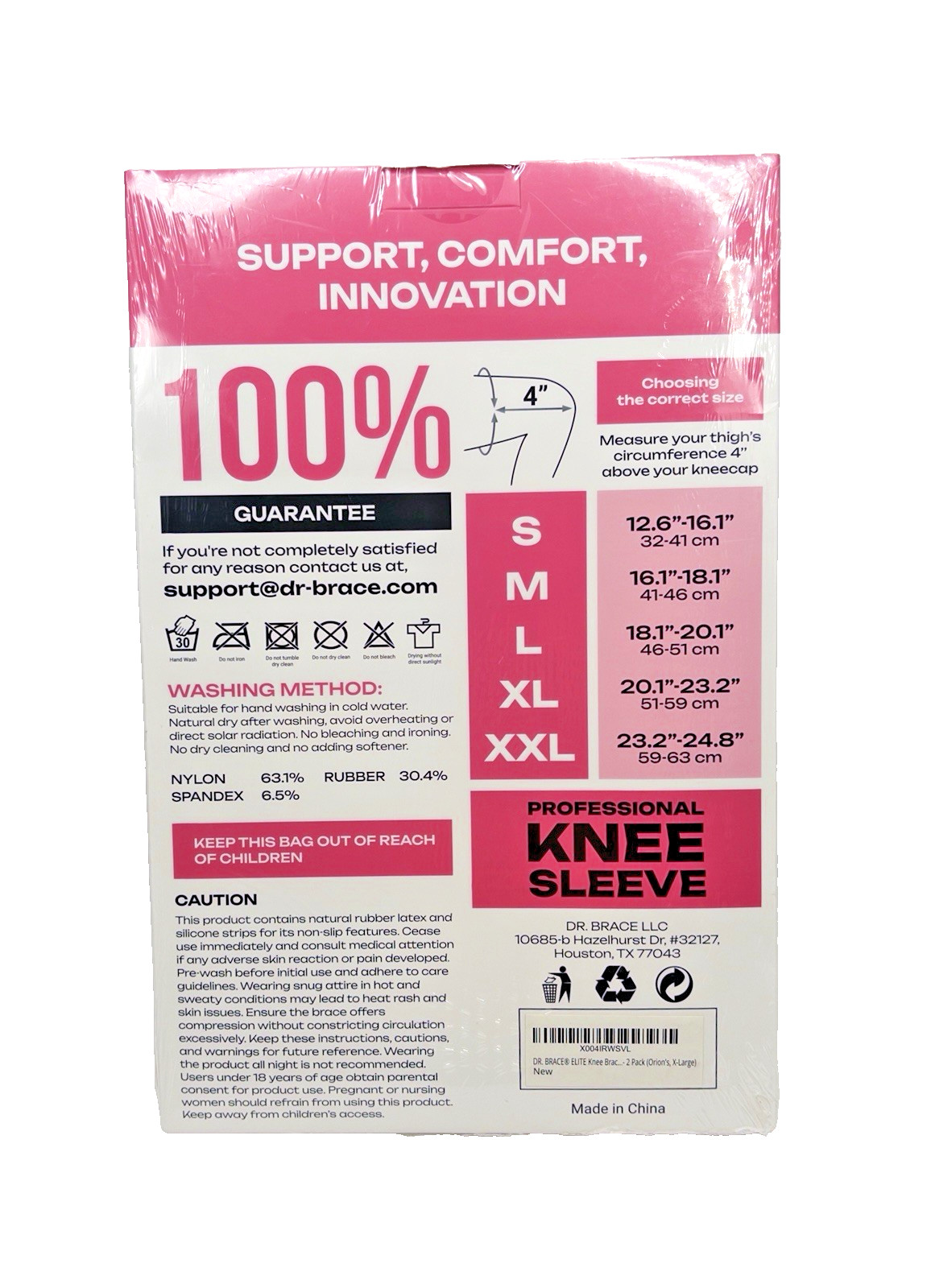 Dr Brace Professional Knee Sleeve with Side Stabilizers 2 Pack XL