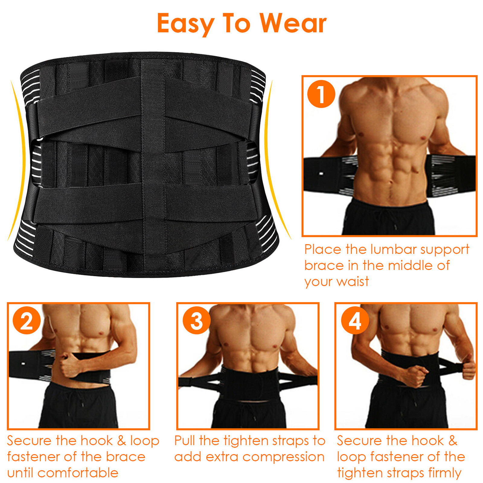 Back Support Brace Breathable Mesh Lumbar