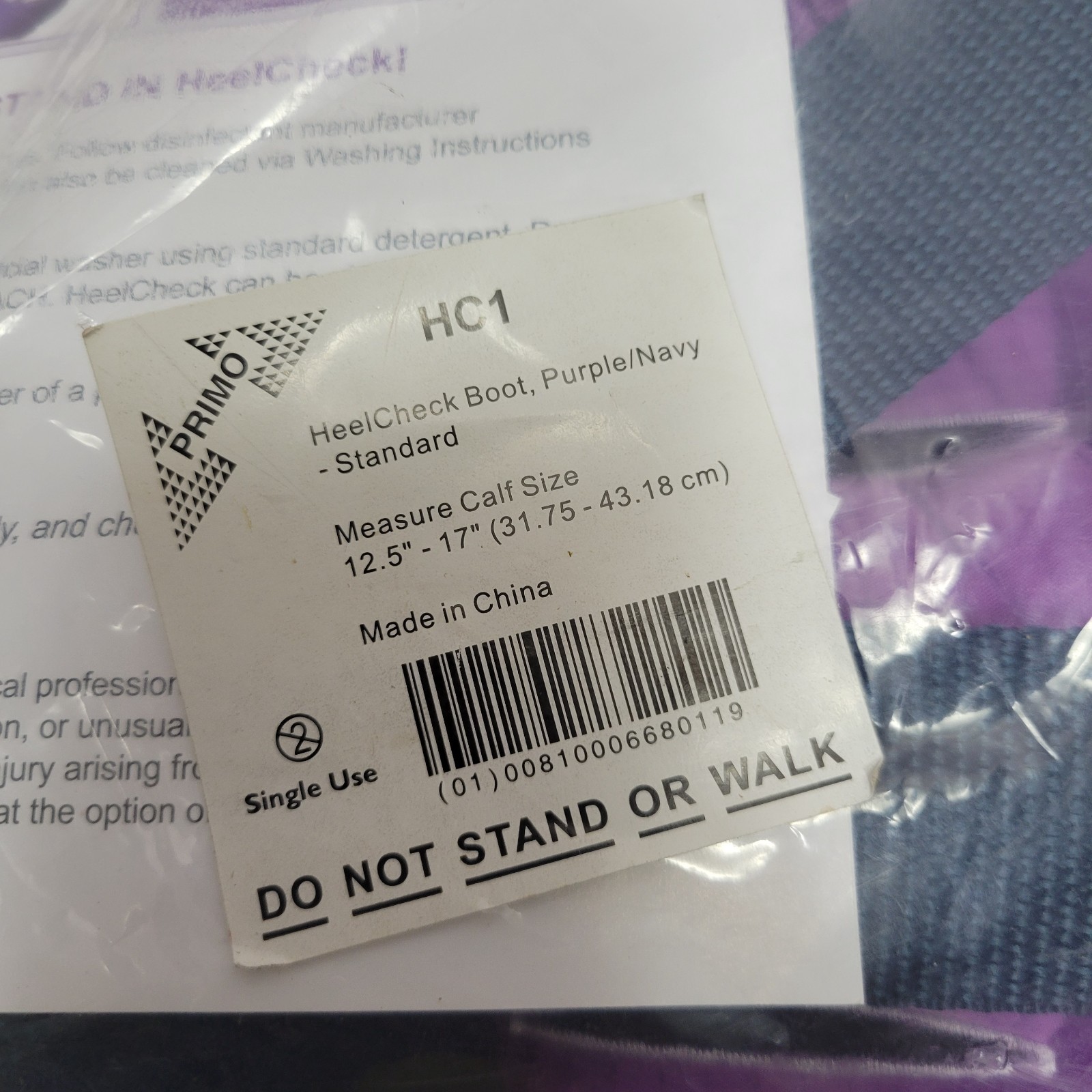 NEW Primo Heelcheck Offloading Heel Protector Boot Purple Calf Size 12.5 – 17″