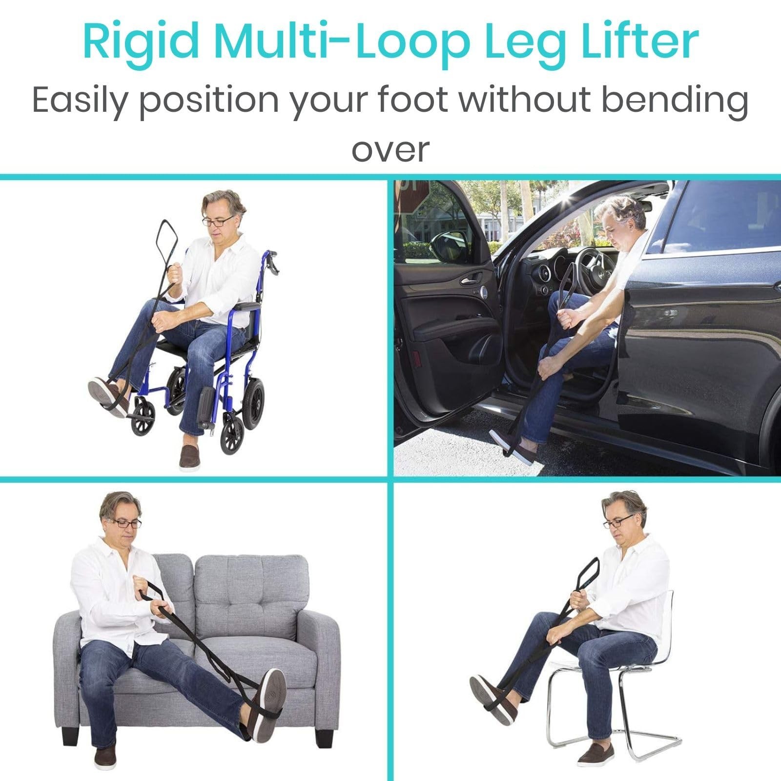 Multi-Loop Leg Lifter Strap 41″ – Easy Mobility Aid for Bed, Couch, Car, Wheelch