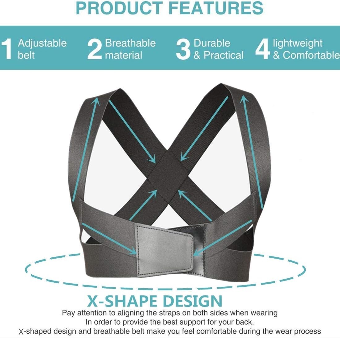 Posture Corrector for Women and Men Under Clothes, Adjustable Shoulder Straps. L