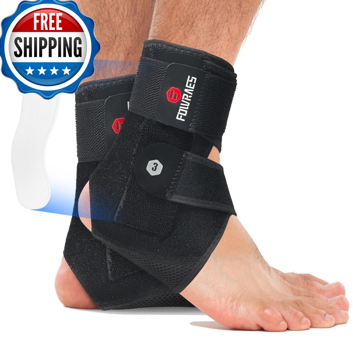 FOWRAES Ankle Brace Side Stabilizers Breathable Adjustable Wrap 2 Pack Medium