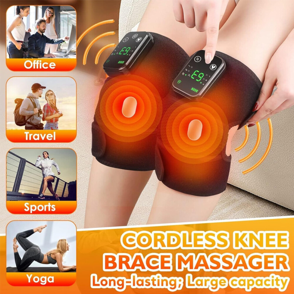 Electric Heated Vibration Knee Joint Brace Therapy Shoulder Massager Pain Relief
