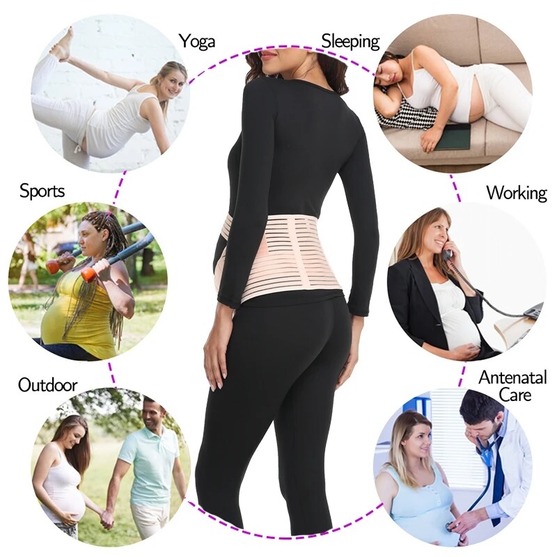 Pregnant Women Waist Trainer Maternity 3 In 1 Belly Lumbar Support Belt Bands US