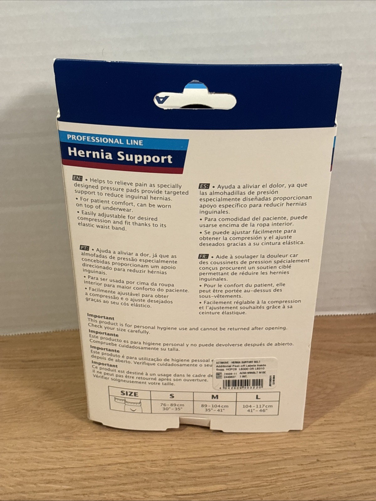 Actimove ~ Hernia Support Belt sz Medium 35″ – 41″ – 74559-11 *BRAND NEW in BOX!