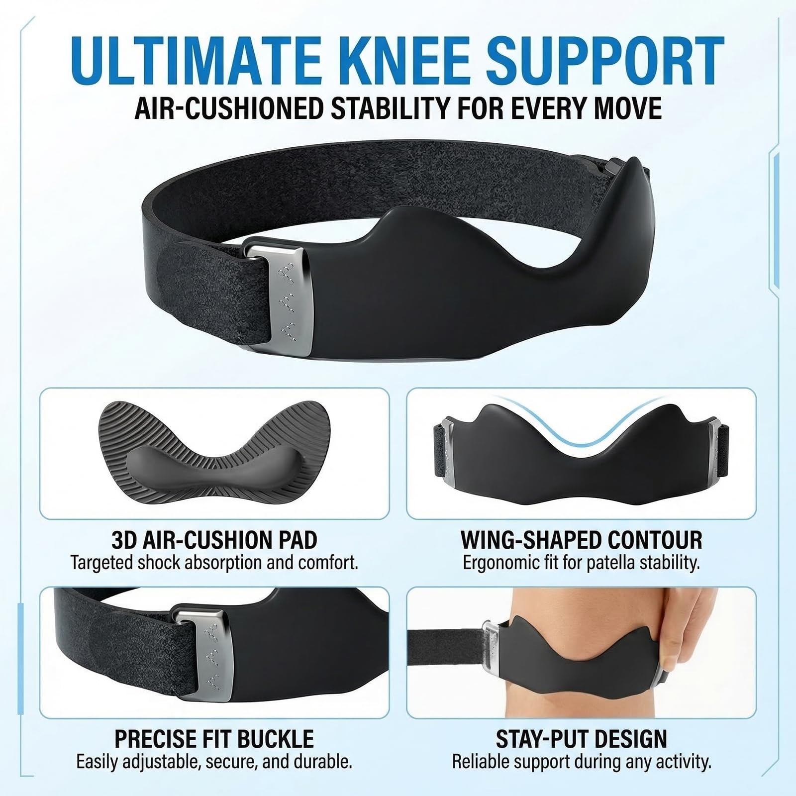 Silicone Patellar Tendon Knee Strap for Men & Women, Non-Slip Targeted Suppor…
