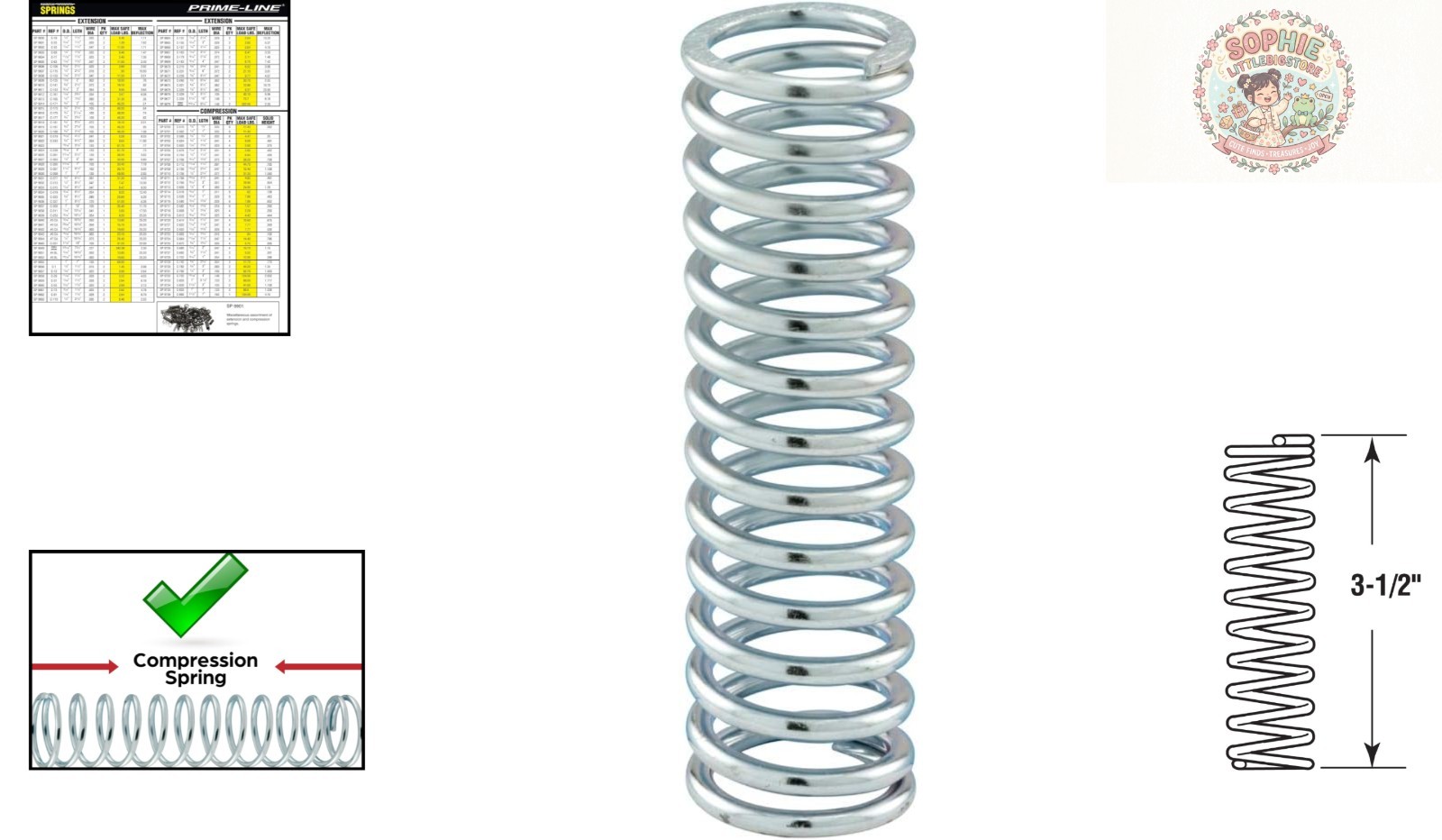 Elegant Compression Springs for Various Applications, 1 In. x 3-1/2 In. – 2 Pk