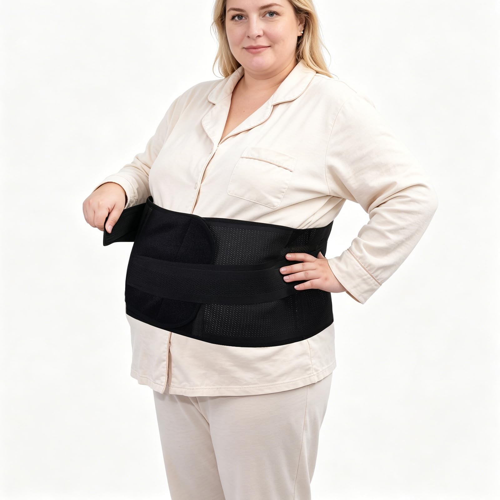 FAMJOALE Plus Size Back Brace for Lower Pain Relief, XXX-Large, Black