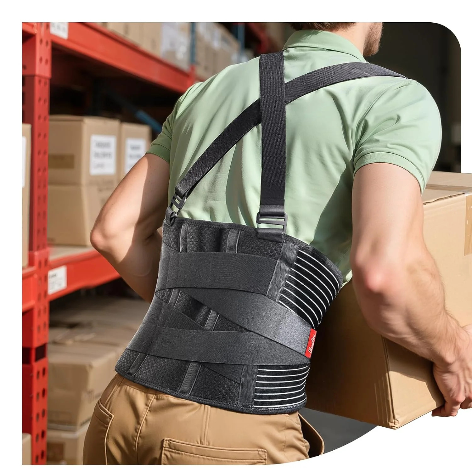 Ultra Breathable Work Back Brace for Men, Upgraded Medical-Grade Support | Lower
