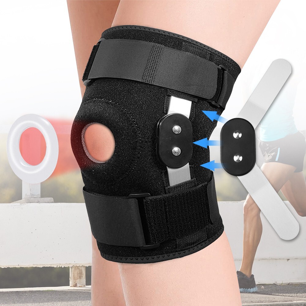 Detachable Aluminum Compression Support Knee Pads Shock Absorption Sports: Black