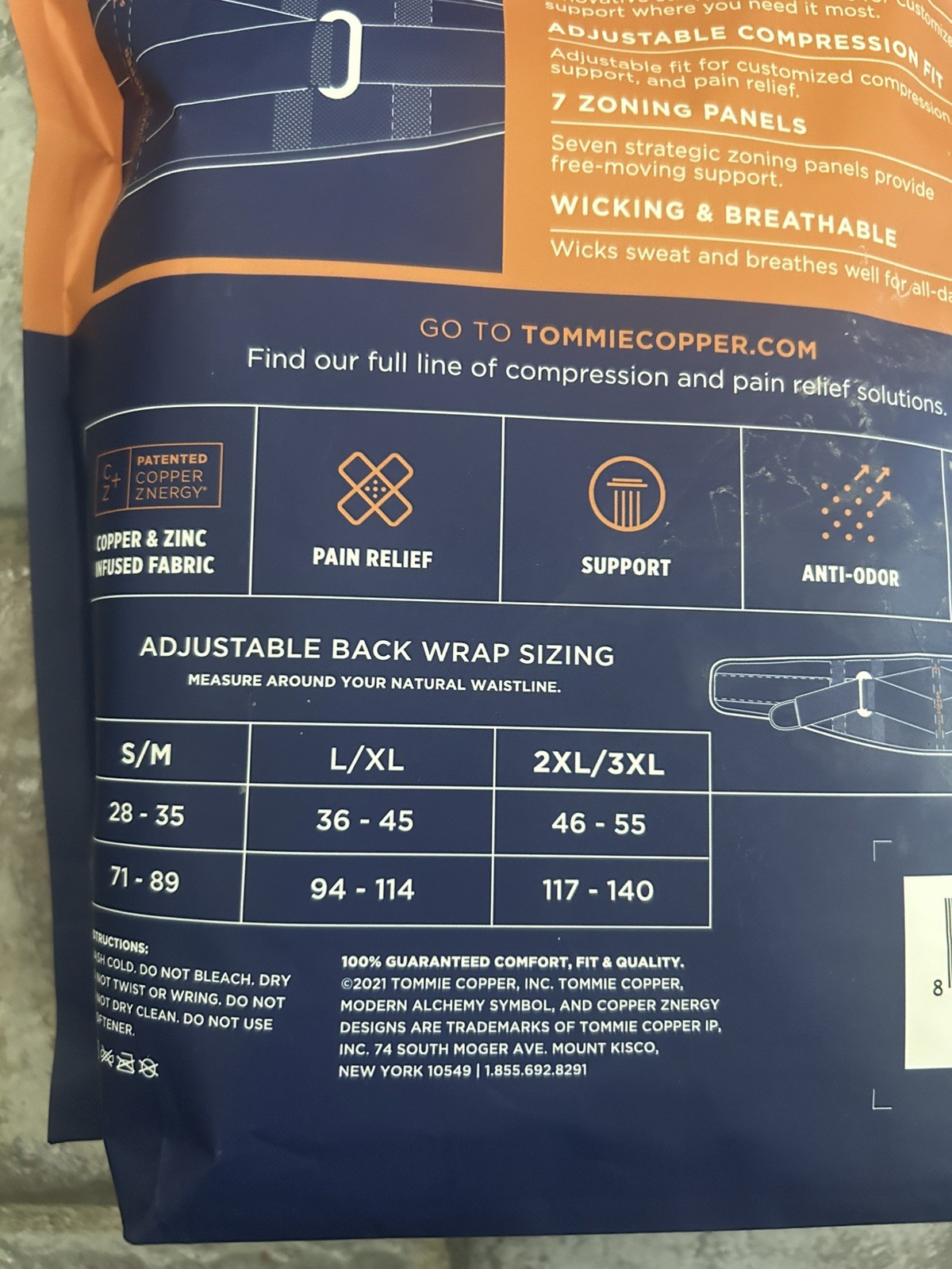 Tommie Copper-Adjustablr Back Wrap- Compression Pain Relief- Black Large XL-NEW