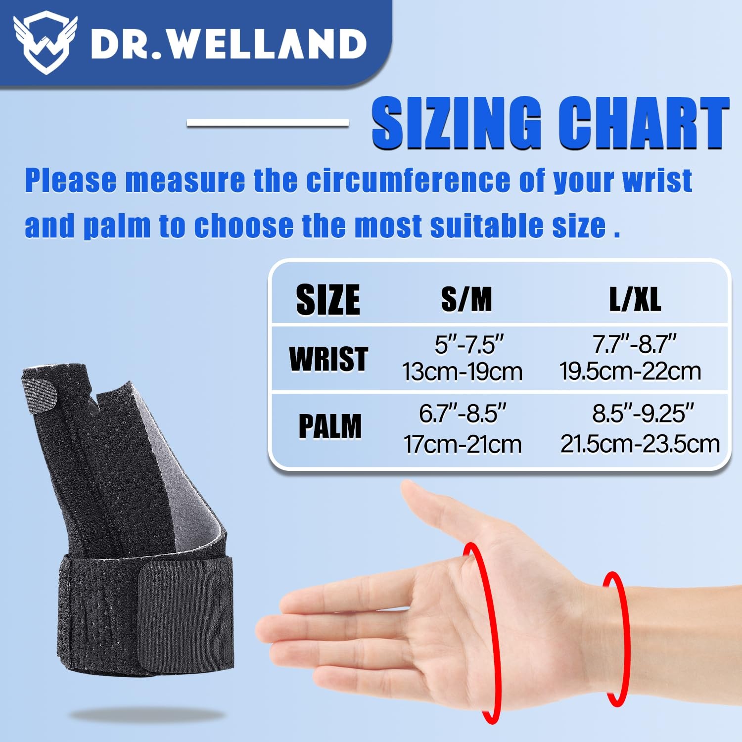 Dr.Welland Reversible Thumb & Wrist Stabilizer Splint for Blackberry Thumb, Trig