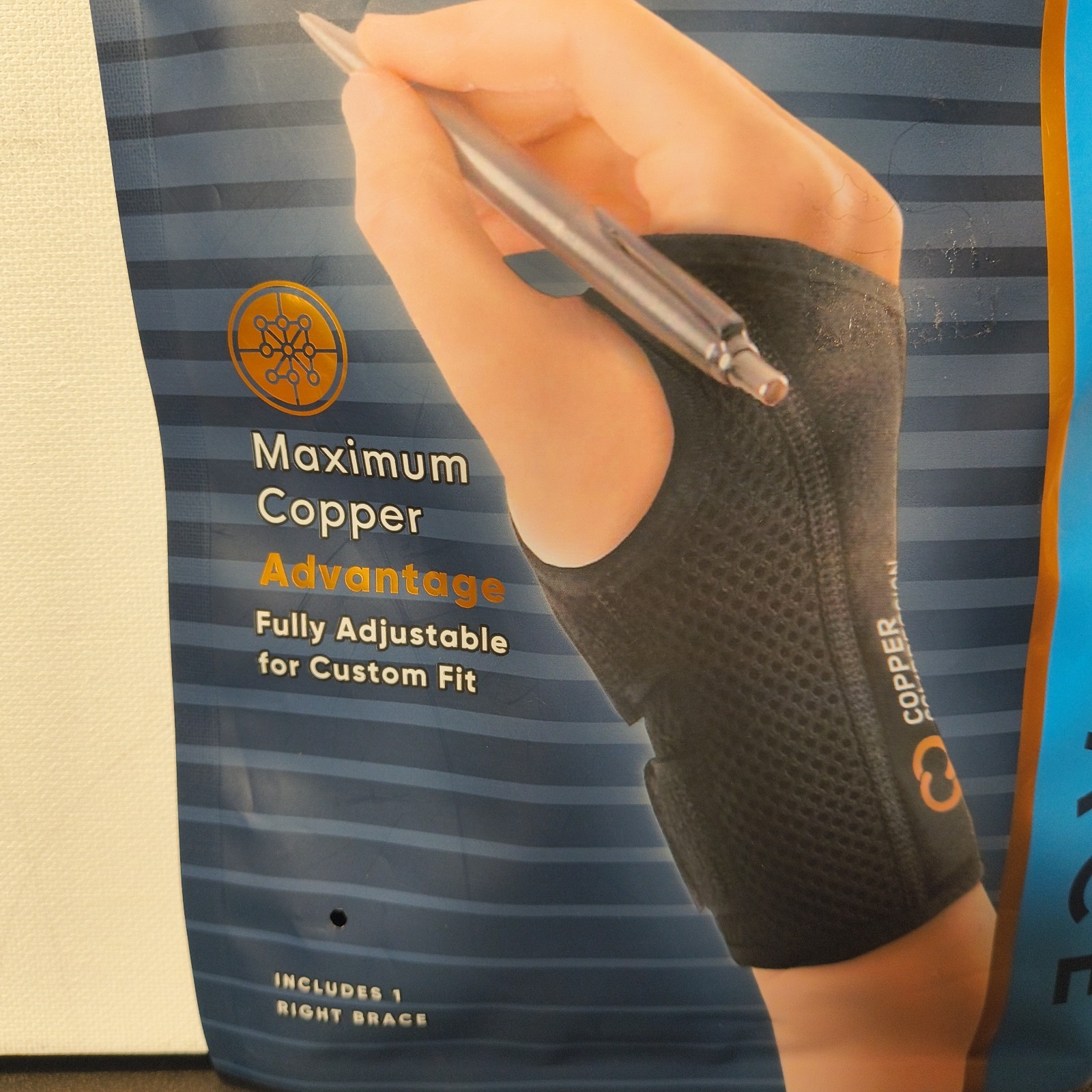 NWT Copper Advantage Max Compression Adult Adjustable RIGHT Wrist Brace S/M