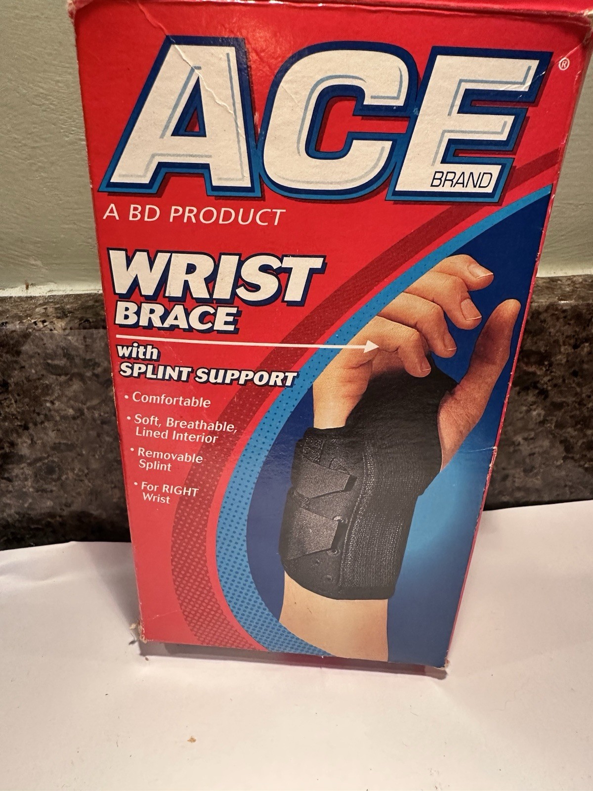 Ace Wrist Brace Removable Splint Support Black Size Small Right