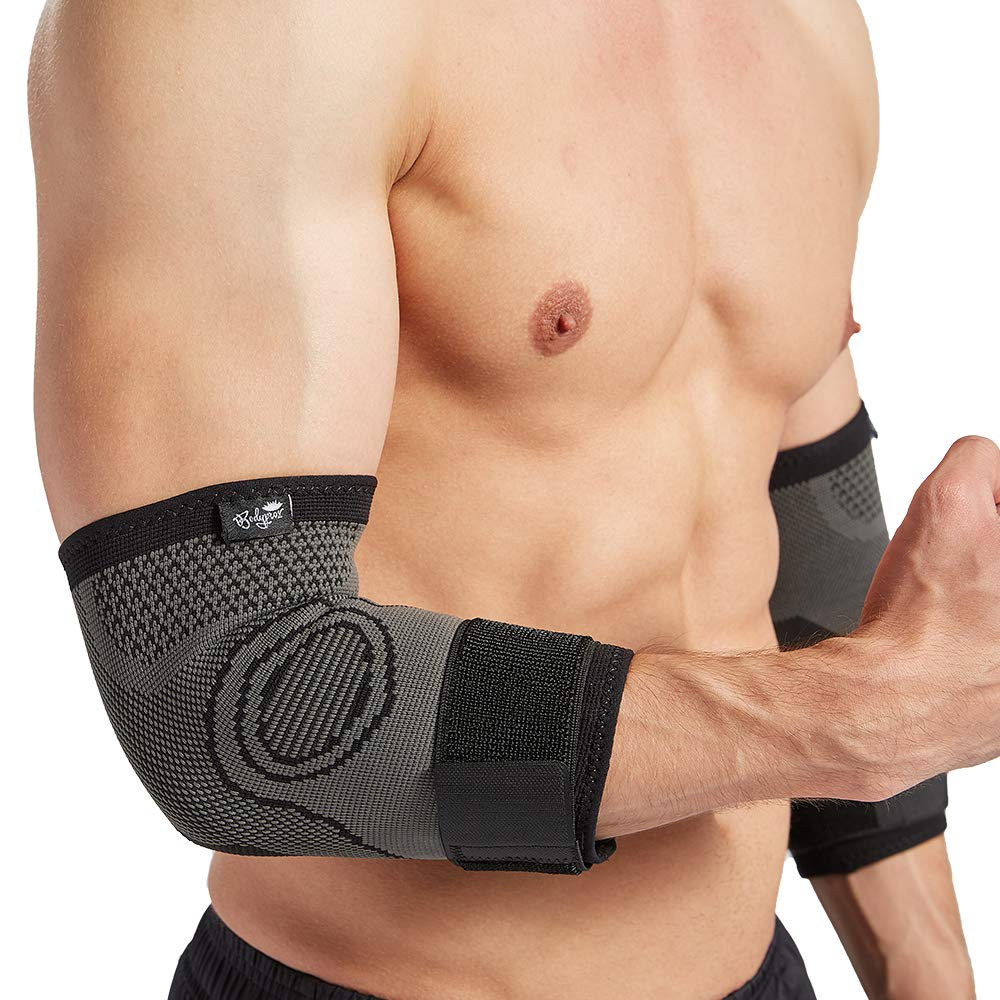 Elbow Brace with Strap for Tendonitis 2 Pack, Tennis Elbow Compression Sleeves,