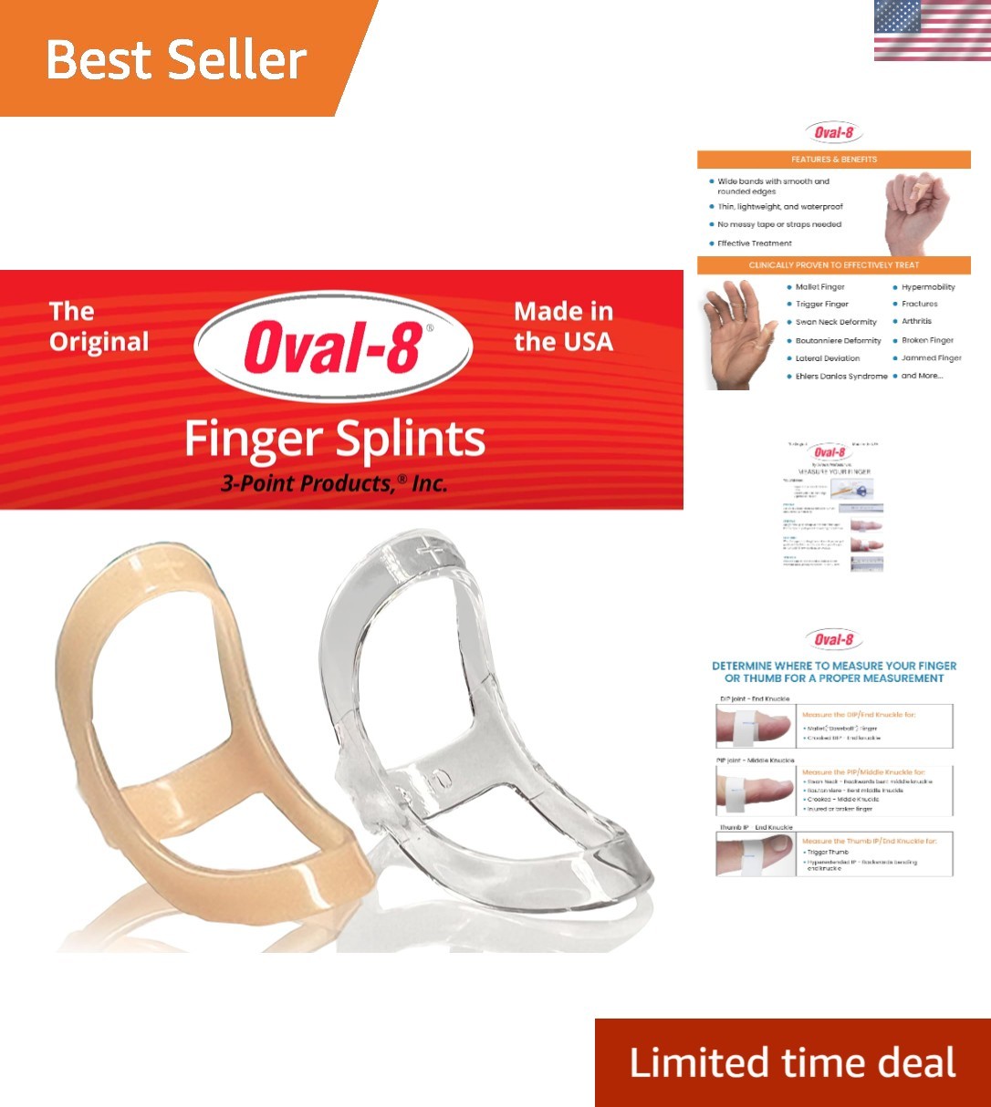 Lightweight Waterproof Oval-8 Finger Splint Size 11 – Ideal for Daily Wear