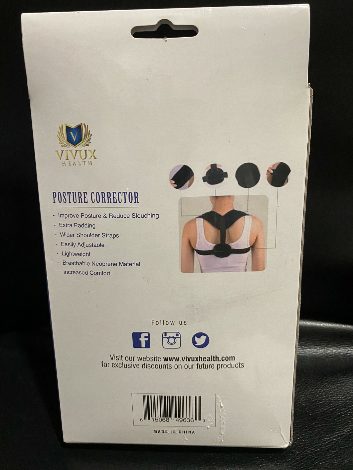 Vivux Health Posture Corrector Back Brace One Size Fits Most Unisex Men & Women