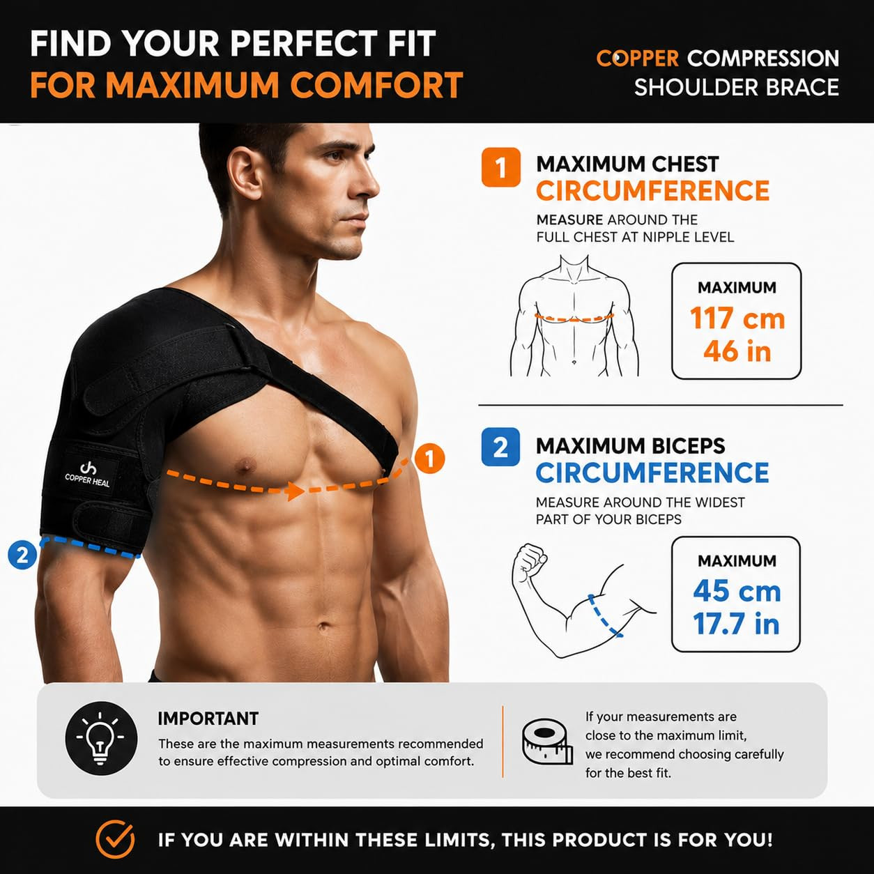 COPPER HEAL – Shoulder Adjustable Clamp Compression Sleeve for Men Women’S Suppo