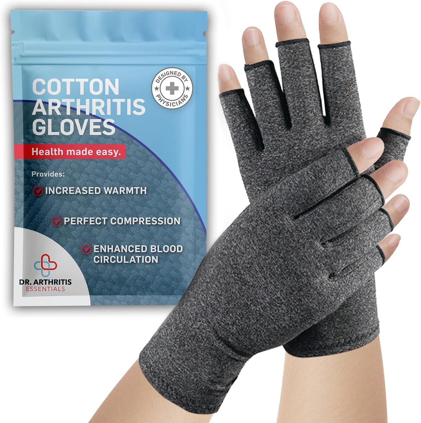 Dr. Arthritis Essentials Open-Fingertip Arthritis Gloves, Compression Gloves Ide