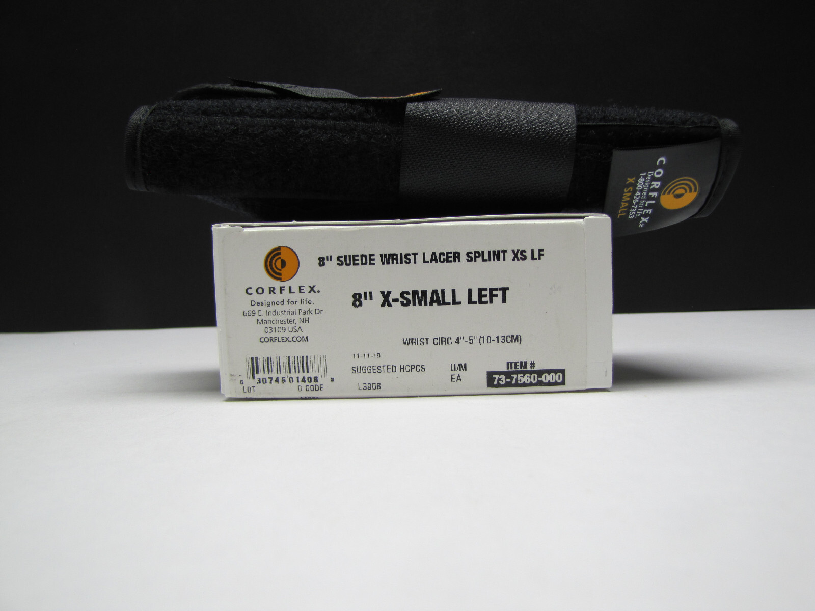 Corflex 8″ Suede Wrist Lacer Splint Brace Support w Thumb Wrap Left X-Small