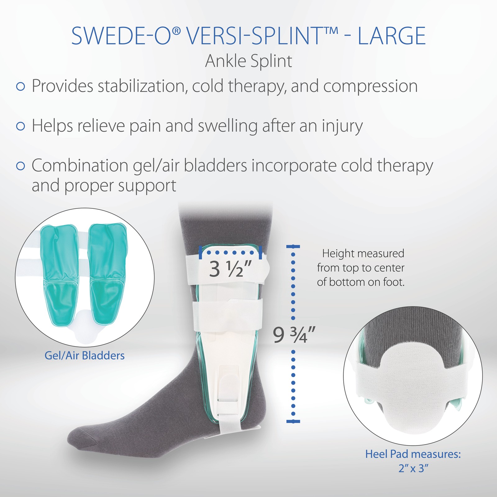 Swede-O Versi-Splint Ankle Splint Stabilization Cold Therapy Air Compression