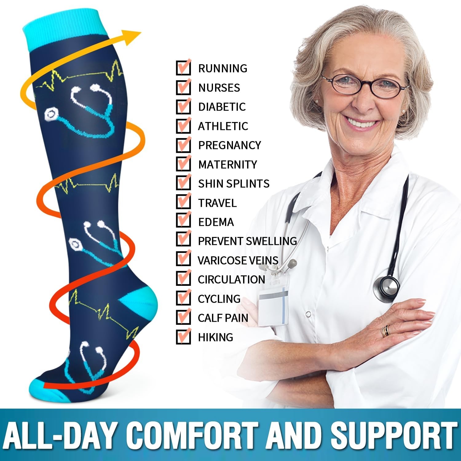 6 Pack Copper Compression Socks for Men & Women – Best Support for Circulation,