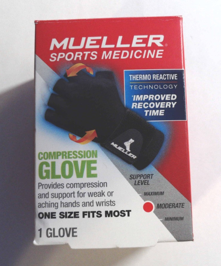 Mueller Sports Medicine Compression Support Aching Hand Black Glove Left Right