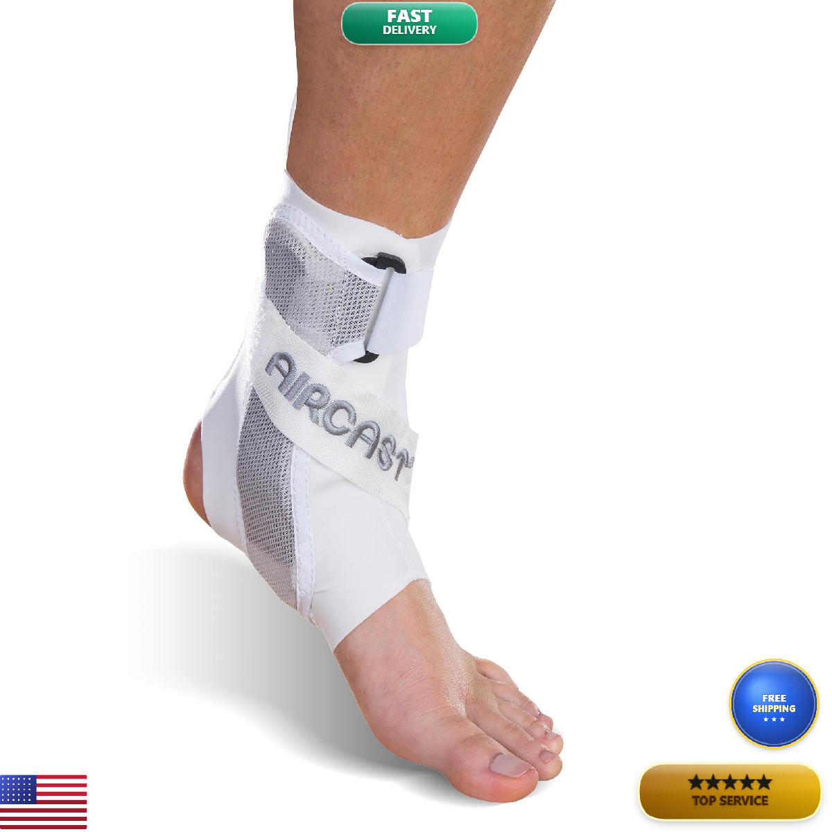 Aircast A60 Ankle Support Brace Left Foot White Medium