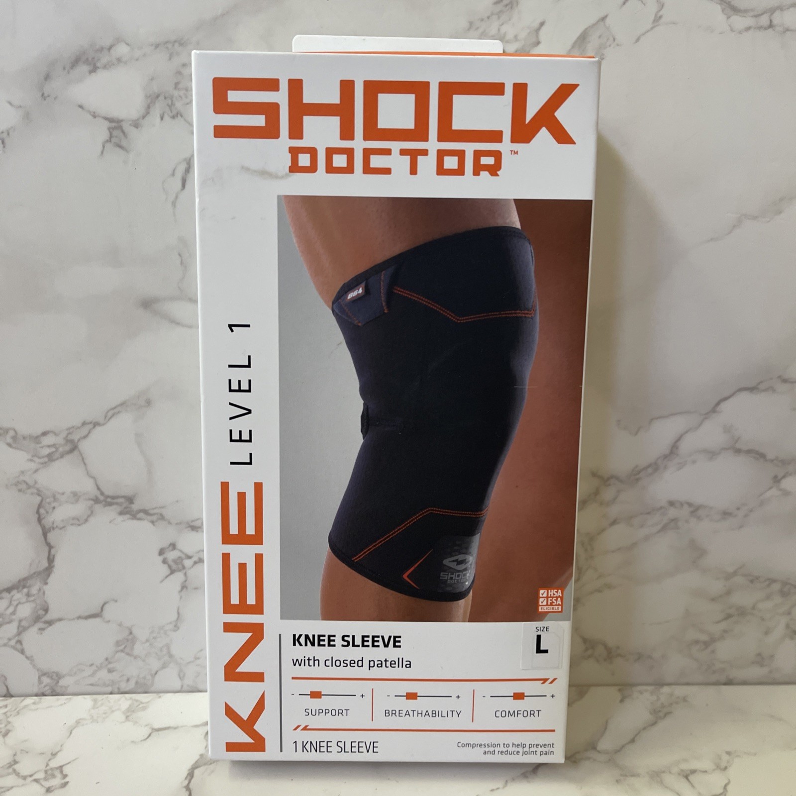 Shock Doctor Level 1 Knee Sleeve w/ Closed Patella Large L New