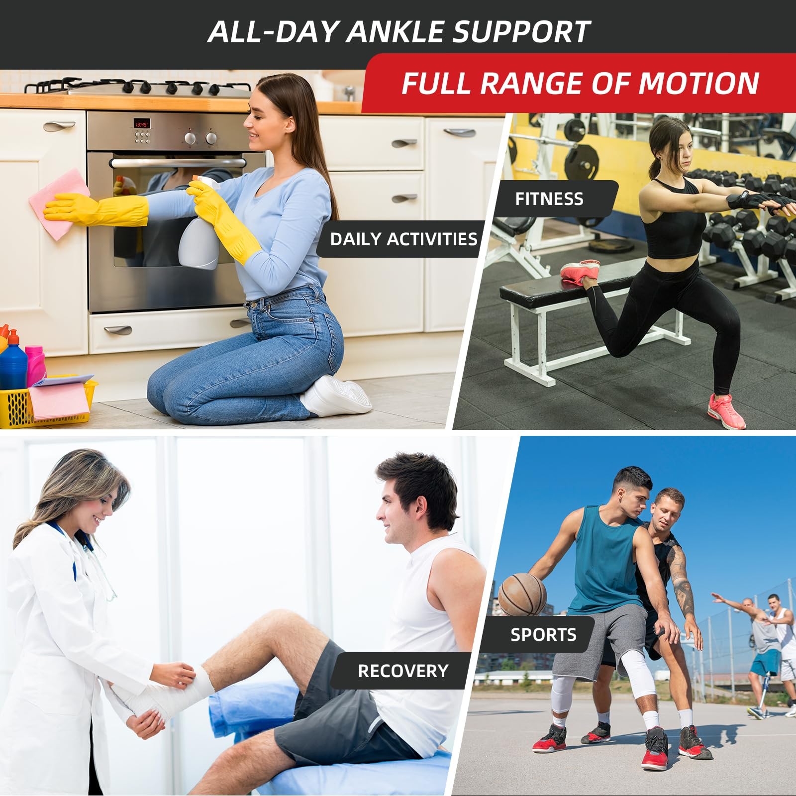 1 PCS Black One Size Ankle Support Brace Adjustable Wrap Stabilizer Foot Pain