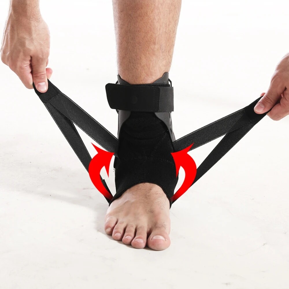 Black Ankle Brace Support Compression Stabilizer Pain Relief Foot Lace Up Belt