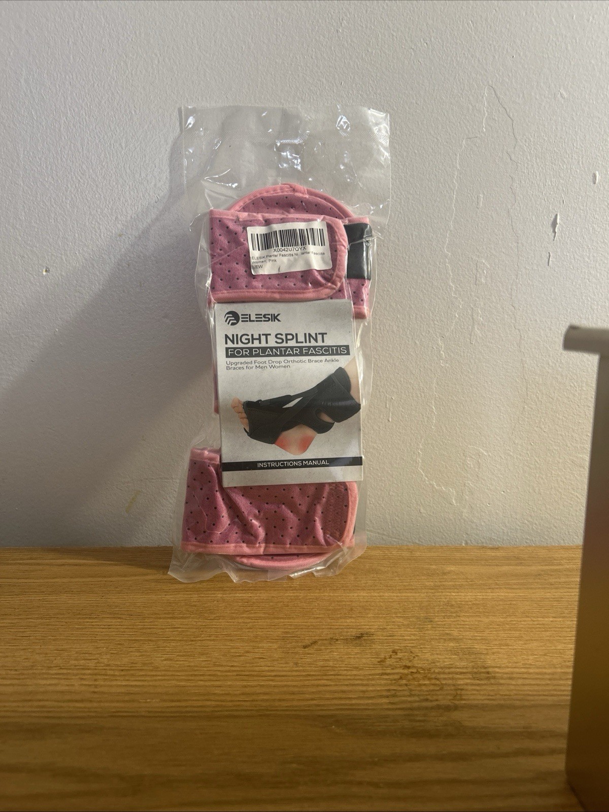 Elesik Night Splint for Plantar Fasciitis Foot Ankle Support Pink