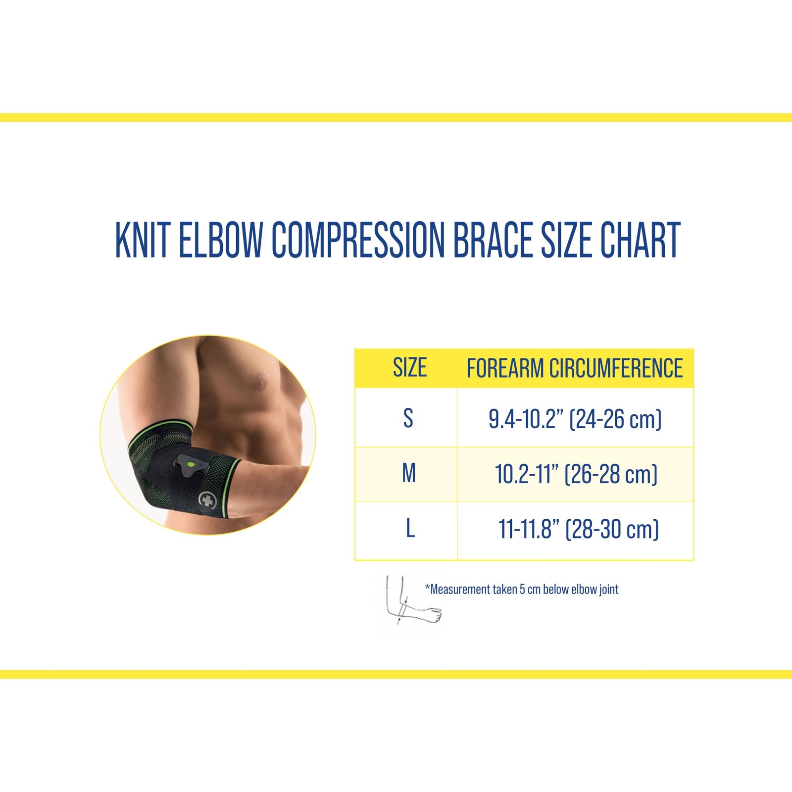 Knit Elbow Compression Brace with Strap- Forearm Pain, Golf & Tennis Elbow