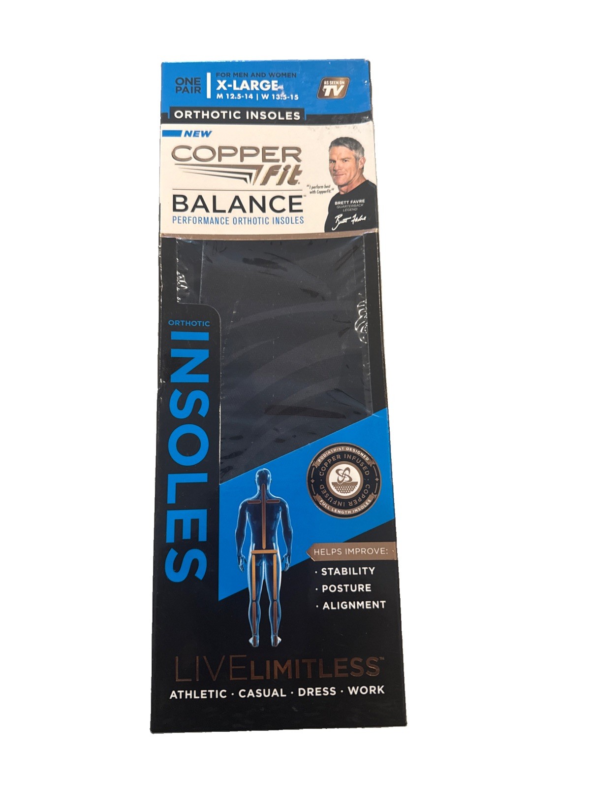 COPPER FIT: Balance Orthotic Insoles Size XL M 12.5-14 W 13.5-15 New Open Box