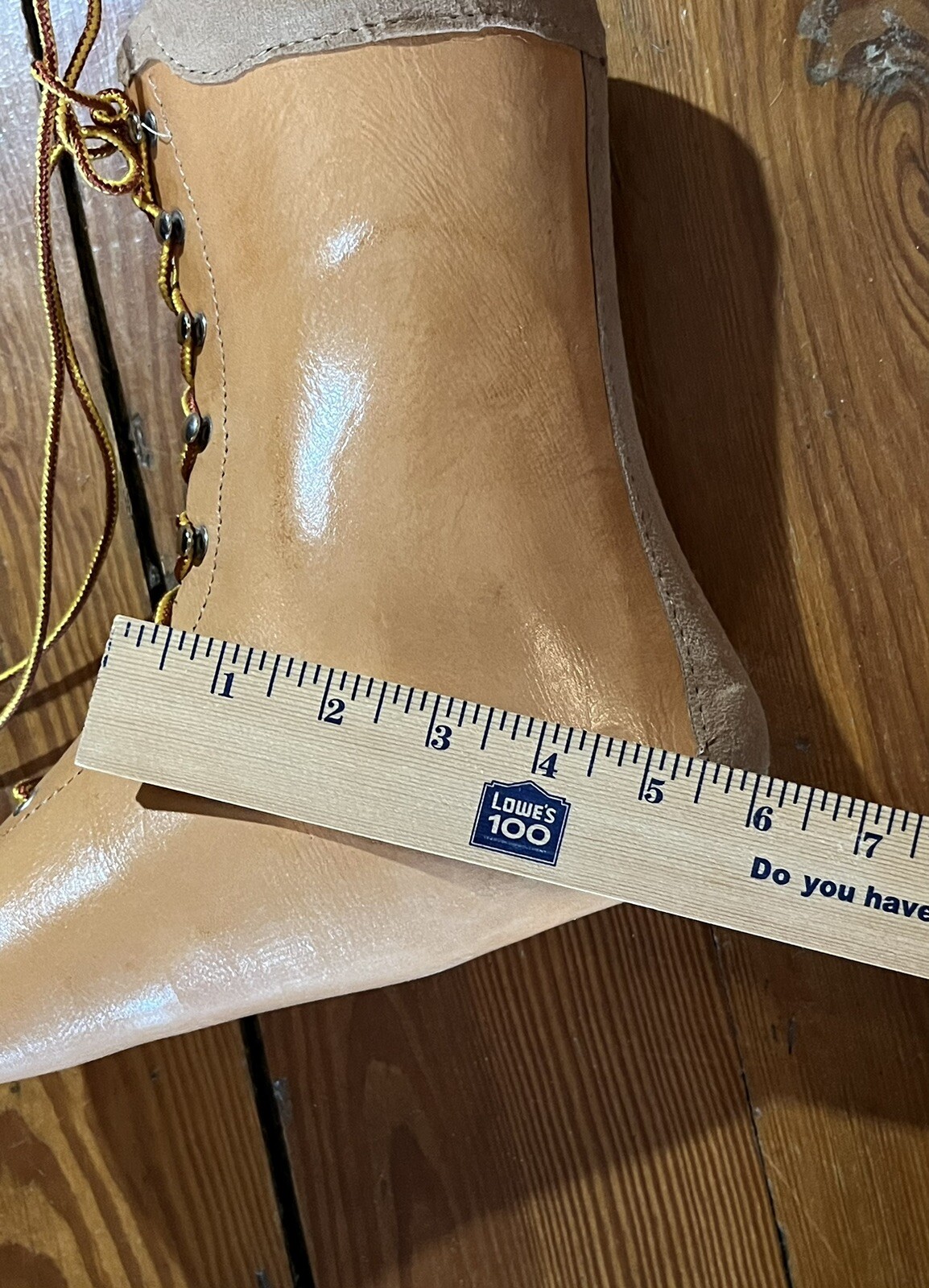 Tan Brown Leather Orthopedic Boot Lace Up Right Foot Custom Small ~9″ Tall