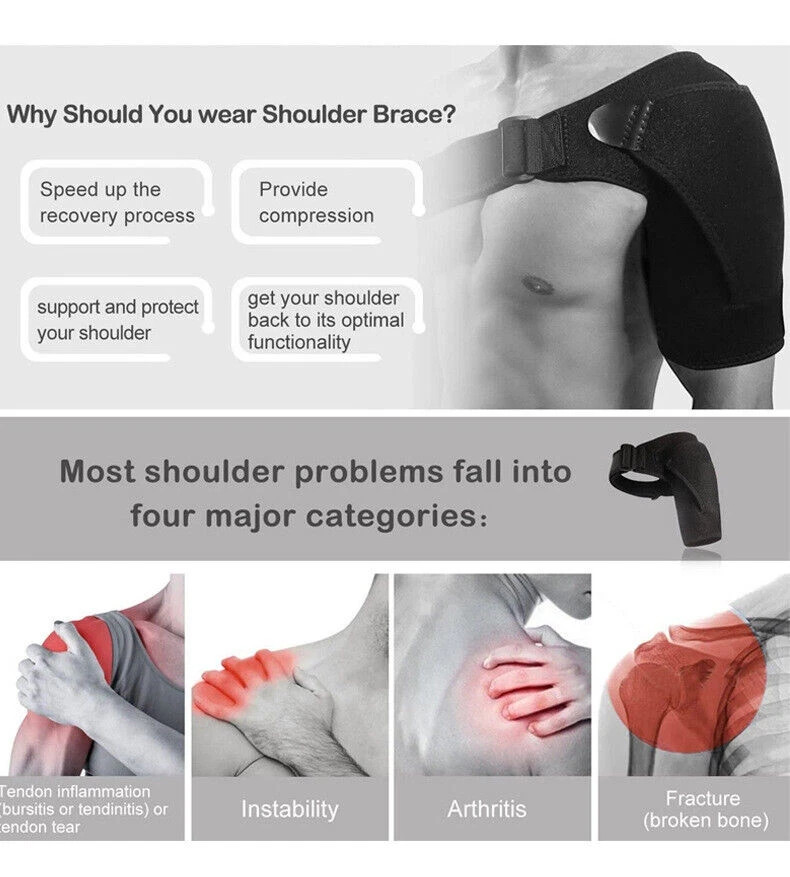 Adjustable Shoulder Brace Rotator Cuff Support Pain Relief Left/Right Sports 🩺