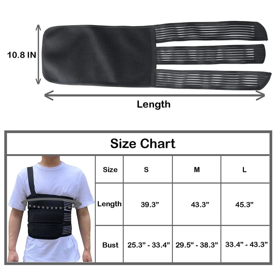 Rib Belt Chest Binder for Broken Injury Ribs, Elastic Rib Brace Compression S…