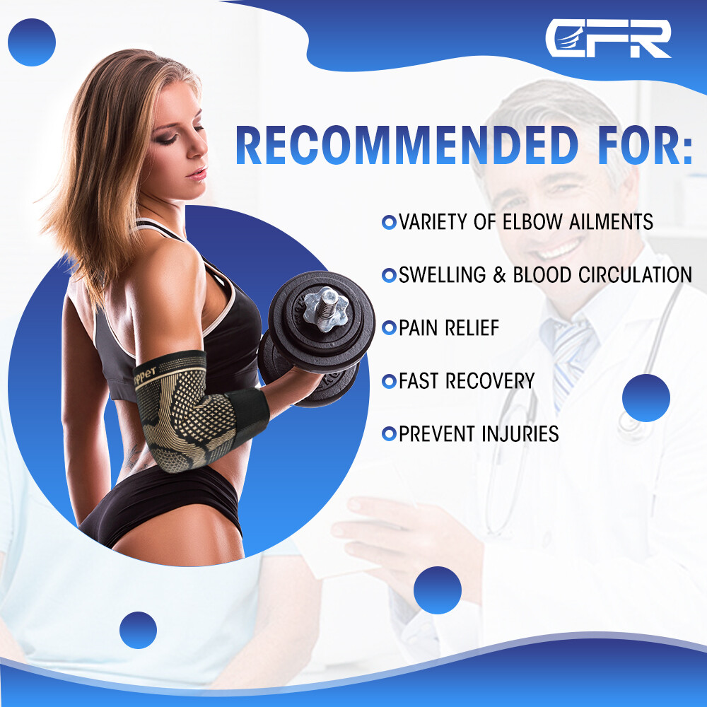 Copper Elbow Brace Support Compression Sleeve Arthritis Tendonitis Joint Pain US