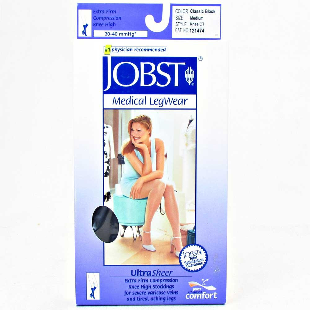 JOBST ULTRASHEER KNEE 30-40 CLOSED TOE KNEE HIGH STOCKINGS 121473 BLACK SMALL