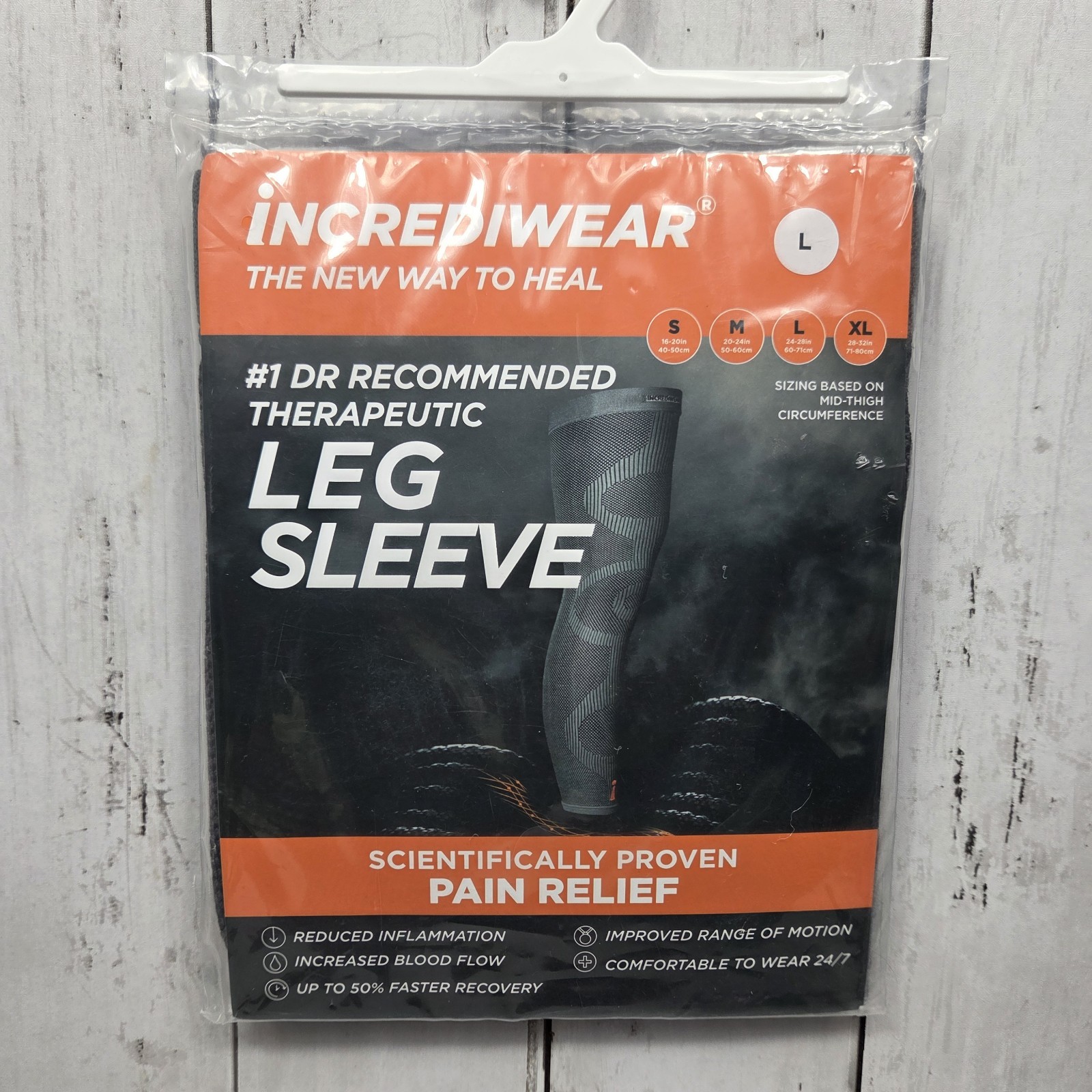 Incrediwear Leg Sleeve Size Large Charcoal Compression Sleeve – New