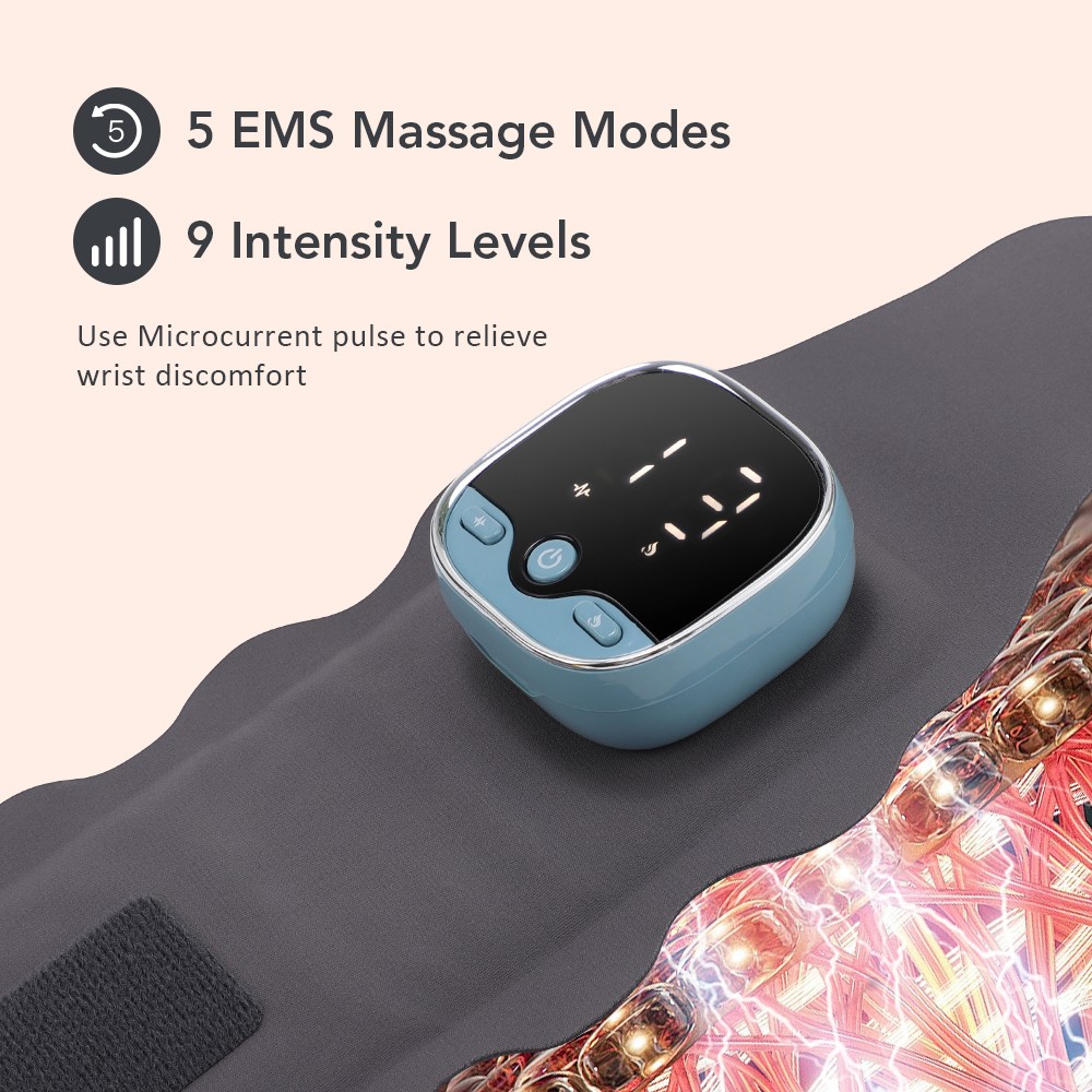 Cordless Electric Wrist Hand Massager with 5 Heat & EMS Therapy for Pain Relief