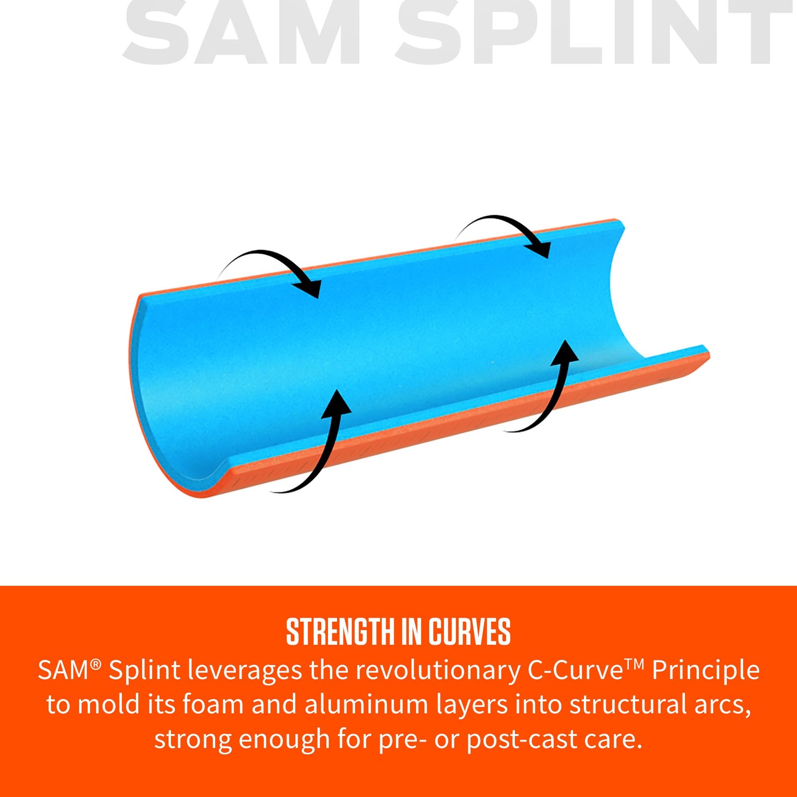 Sam Splint, 36″, Orange & Blue
