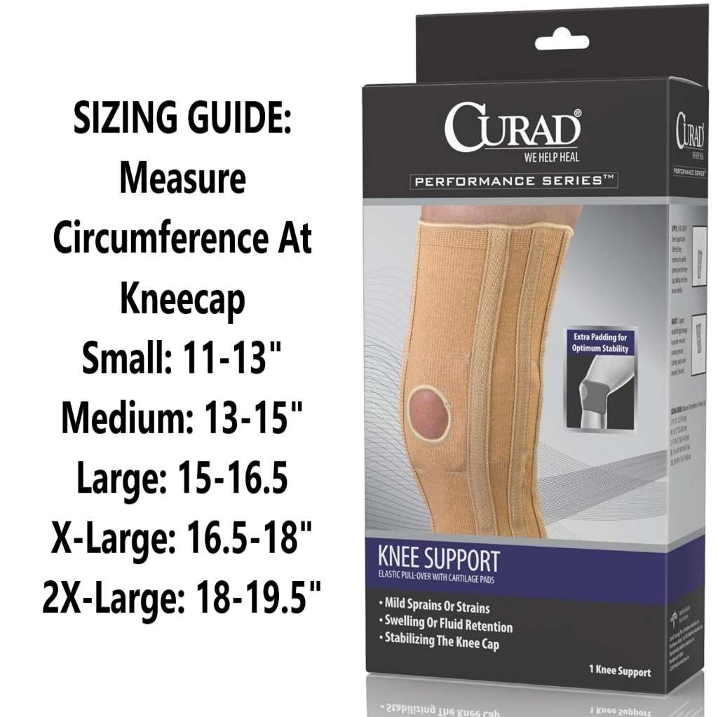 CURAD Knee Support Elastic Pull-Over w/Cartilage Pads X-Large